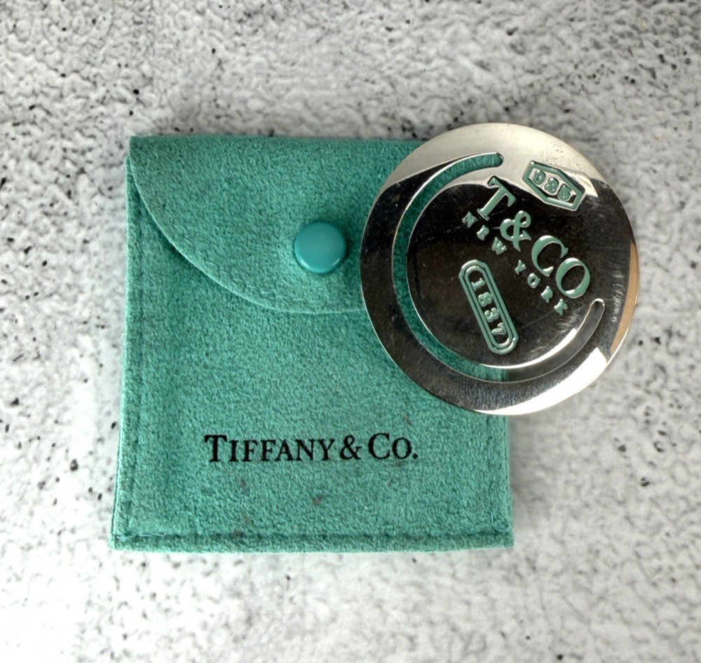 *Rare* 2005 Tiffany and Co.Sterling Silver Bookmark with Blue Enamel Print